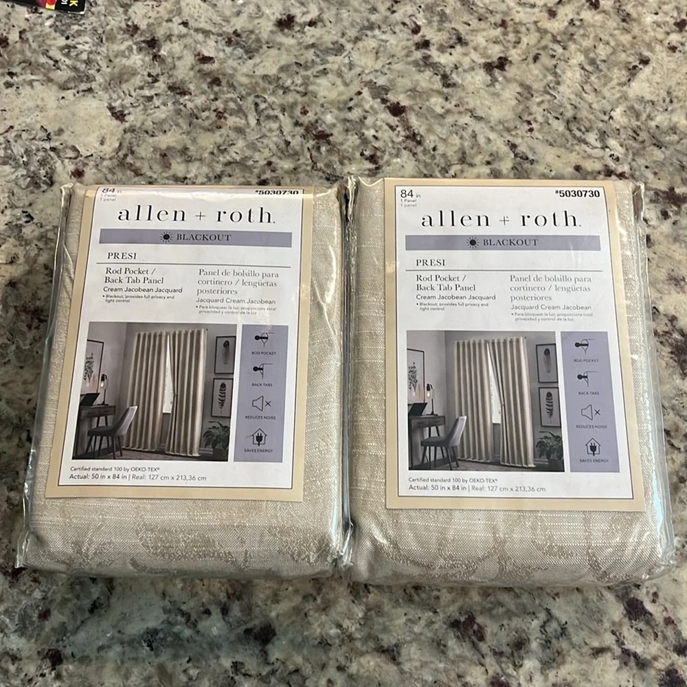 2PK Allen+Roth 50x84-in Cream Blackout Thermal Lined Grommet Curtain Panel